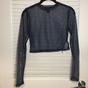 blue mesh crop top